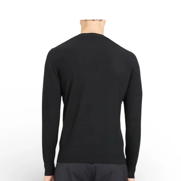 THEORY Black Crewneck Sweater in Regal Wool